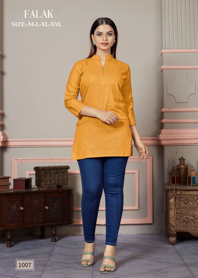 Falak By Sangeet Tunic Slub Cotton Short Kurtis Wholesale Market In Surat